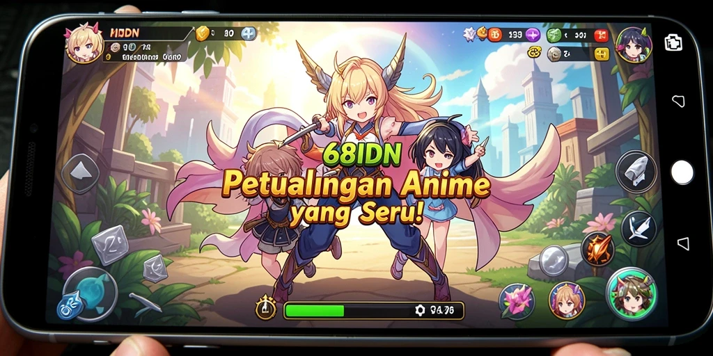 Tampilan gameplay seru dengan karakter anime ikonik.