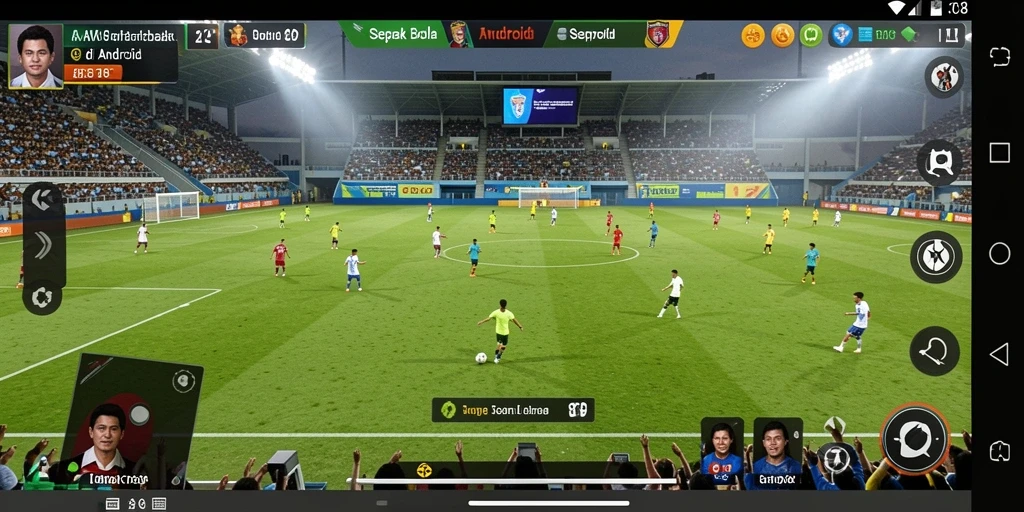 Screenshot AW8 menampilkan gameplay sepak bola yang seru dan realistis.