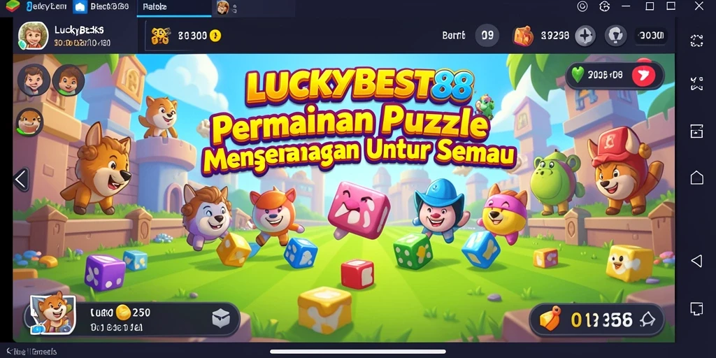 Tampilan gameplay LUCKYBEST88 yang penuh warna dan tantangan seru.