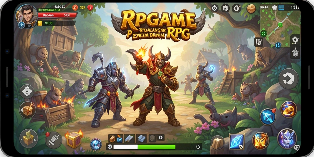 Tampilan mendebarkan dari pertarungan RPG yang epik.